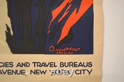 RARE Vintage Original Deutschland (Giant Mountains), 1929 Germany Travel Poster