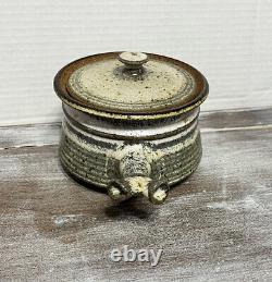 RAYMOND GALLUCCI Art Pottery Stoneware? Bowl/crock Handle/lid SIGNED RARE VTG