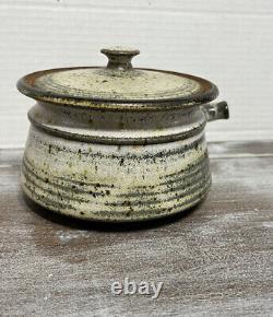 RAYMOND GALLUCCI Art Pottery Stoneware? Bowl/crock Handle/lid SIGNED RARE VTG