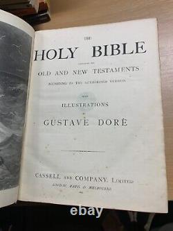 Rare 1897 Holy Bible Gustave Dore Artwork Old & New Testaments Book (ev5)