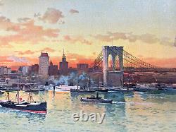 Rare Antique 1896 NEW YORK SKY LINE by Charles Graham 20 x 7 NYC Art Litho