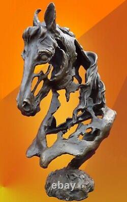 Rare Bronze Brown Arabian Horse Head Statue Animal Figure Sculpture Art Signed