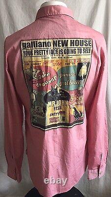 Rare GALLIANO NEW HOUSE Graphics Men' Long sleeves Shirt-Chest 38