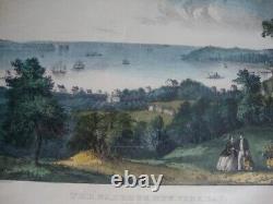 Rare Hand Colored Currier/Ives Lithograph Print C. 1865 THE NARROWS NEW YORK BAY