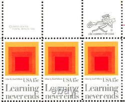 Rare Josef Albers Homage to the Square Learning Never Ends Stamp Full Sheet