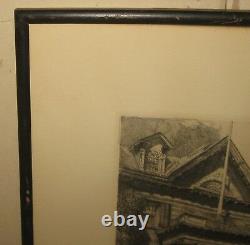 Rare LOUIS ORR'Massachusetts Hall' DARTMOUTH COLLEGE New Hampshire ETCHING
