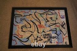 Rare Minone New York graffiti subway map framed. Seen, Futura2000, Style wars
