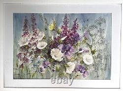 Rare Tangled Garden ORIGINAL, Signed And Framed Painting By Pamela Crawford