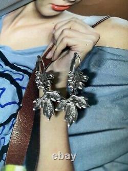 Rare Vivienne Westwood Art Deco 20s Vintage Paste Drop Leaf Earrings Crystals