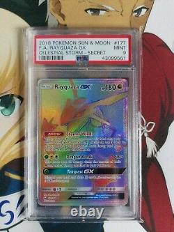 Rayquaza GX 177/168 Full Art Hyper Secret Rare PSA 9 Graded Pokemon Card Rainbow
