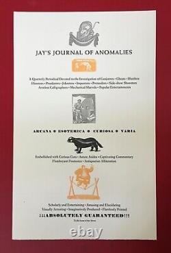 Ricky Jay Rare Letterpress advertising sheet for Jay's Journal of Anomalies