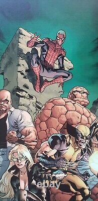 STAN LEE SIGNED New Avengers #7 ON CANVAS Marvel Comics Spider-man Wolverine Art