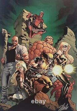 STAN LEE SIGNED New Avengers #7 ON CANVAS Marvel Comics Spider-man Wolverine Art