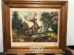 The Death Shot Antique RARE Original Stone Lithograph by Currier & Ives 1870