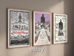 The Wicker Man Poster Framed Set of 3 Wall Art, Rare Movie Art, 50th Anniversary