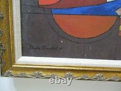 VINTAGE MID CENTURY ABSTRACT CUBIST rare PAINTING EXPRESSIONISM LISTED NEW YORK