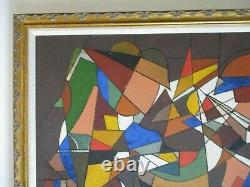 VINTAGE MID CENTURY ABSTRACT CUBIST rare PAINTING EXPRESSIONISM LISTED NEW YORK