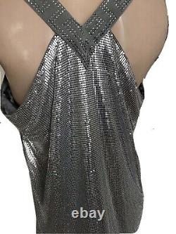 Versace H&m Rare Silver Chain Party Mini Slip Shift Dress Uk 12 Eu 38 Small Bnwt