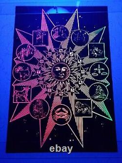 Vintage Nos Rare Zodiac Star Velvet Blacklight Poster Early 1970s Astrology