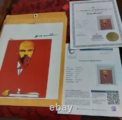 Vintage Original Andy Warhol Print Hand Signed Red Lenin (Rare)