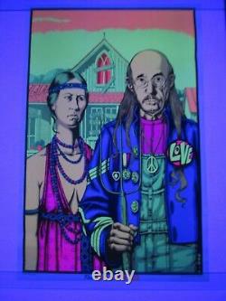 Vintage THE ODD COUPLE Blacklight Poster HIPPIE AMERICAN GOTHIC Very Rare NOS
