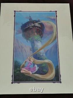 WILLIAM SILVERS'TANGLED' RAPUNZEL Matted Art of Disney Princess Print NEW Rare