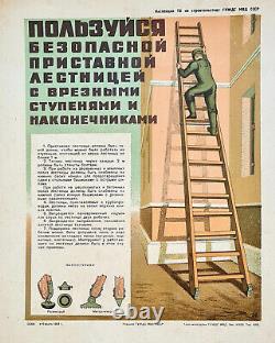 1953 Ultra Rare Soviet Gulags Prisoner Camp Safety Poster Stalin Nkvd Kgb Urss