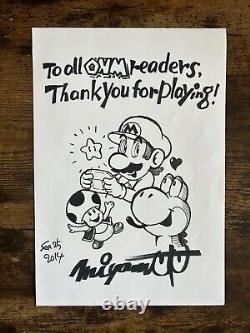 Affiche d'art Super Mario rare de Nintendo signée par Shigeru Miyamoto pour les collectionneurs