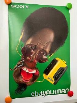 Affiche vintage rare et immaculée du Sony Walkman Shoe Face. Autres versions disponibles.