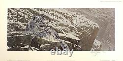 Anthony Gibbs Snow Leopard Grande Montagne De Chat Signé! Taille32cm X 65cm Nouveaut Rare