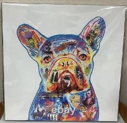 Art intérieur rare orné à la main Chien Frenchie écossais 46cm x 46cm