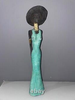 Belle sculpture en bronze africaine rare conçue par Issouf Derme 35.5cm