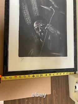 Charles Mingus Rare B&w Imprimer Signé P/a 1984 New York Gallery Label Jazz Legend