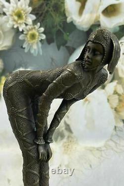 Chiparus Signé Rare Bronze Sculpture Art Déco Danseur Chaud Cast Figurine Statue