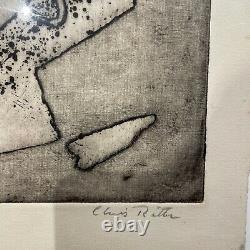 Chris Ritter Original New York Résumé Crayon Monotype Signé Vers 1950 Rare
