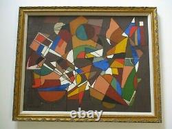 Cubiste Abstratique Du Centre De Vintage Rare Expressionnisme Inscrivé New York