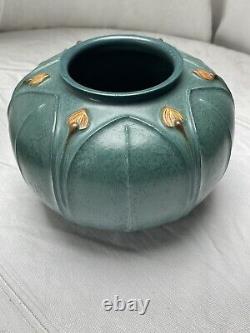 Ephraim Pottery Harmony Vase Retraité en Teal, Rare Arts et Crafts