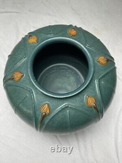 Ephraim Pottery Harmony Vase Retraité en Teal, Rare Arts et Crafts
