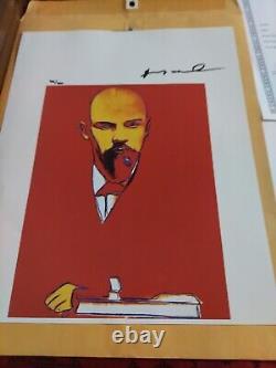 Estampe originale vintage d'Andy Warhol signée à la main Rouge Lénine (Rare)