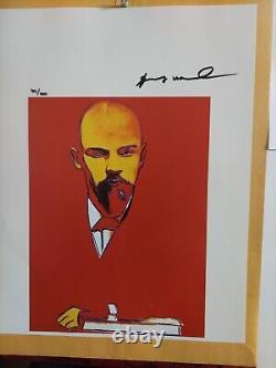 Estampe originale vintage d'Andy Warhol signée à la main Rouge Lénine (Rare)