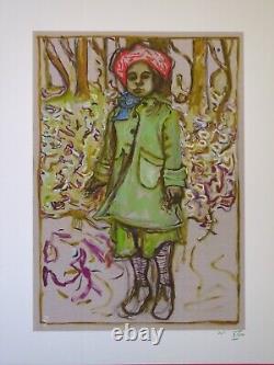 Fille Billy Childish se tenait avec des fleurs Signé Ltd Print RARE ARTIST PROOF