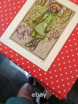 Fille Billy Childish se tenait avec des fleurs Signé Ltd Print RARE ARTIST PROOF