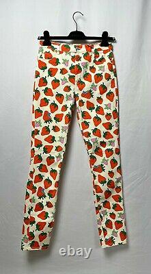 Gucci Strawberry Imprimer Pantalons Pantalons Taille Femme 28 Rare Designer Luxe
