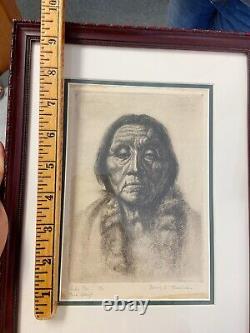 Henry Balink Amérindienne D'estching Originale American Chief Signed Ltd Ed 17 Of 50 Rare