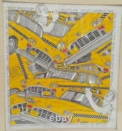John Suchy Checker Cabs Taxis Manhattan New York Signé, Doit Voir Pièce Rare