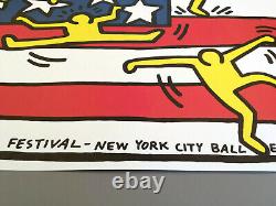 Keith Haring'new York City Ballet' Rare Original Affiche D'impression 1988 Avec Coa