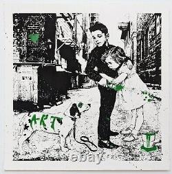 M. Brainwash Pup Art (vert) 2012 Rare Imprimé À L'écran Signé À La Main