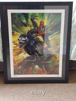 Marvel Spiderman Encadré Vs Venom Rare Signé Par Adi Granov Comic Art Print