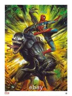 Marvel Spiderman Encadré Vs Venom Rare Signé Par Adi Granov Comic Art Print