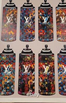 Mort NYC 19x13 Artiste de rue Pop Graffiti signé Rare. Canettes de peinture Louis Vuitton Super
